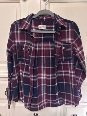 Universal Thread Burgundy and White Plaid Button-Up Shirt